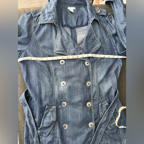 CHICO’S DENIM TRENCH JACKET CHICO SIZE 2=SIZE 12-14 EUC OOS ON WEBSITE - Picture 3 of 9